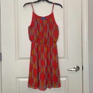 Willy Jay’s Coral, Orange and Gray Fit and Flare Dress